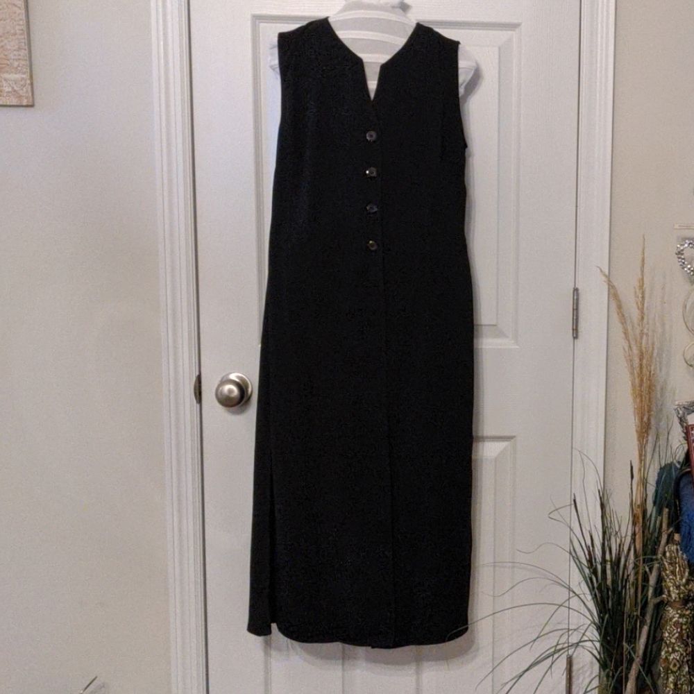 Coldwater Creek 4 button black tunic dress